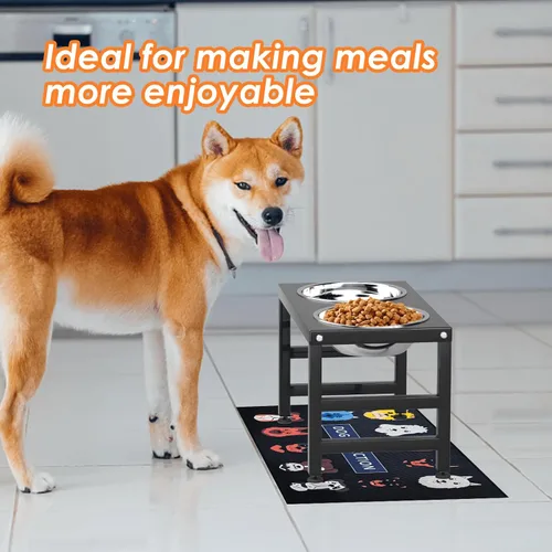 Miniatura 5 de ADENGL Cuenco elevado de metal para perros, soporte elevado para comedero de perros de 10" de alto con 2 cuencos de acero inoxidable de 42oz