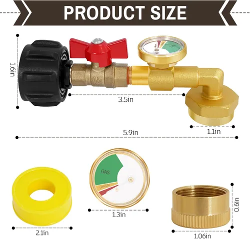 Miniatura 5 de Adaptador de recarga de propano para tanques de 1 libra, adaptador de propano de 20 libras a 1 libra convertidor con válvula de medidor, adaptador