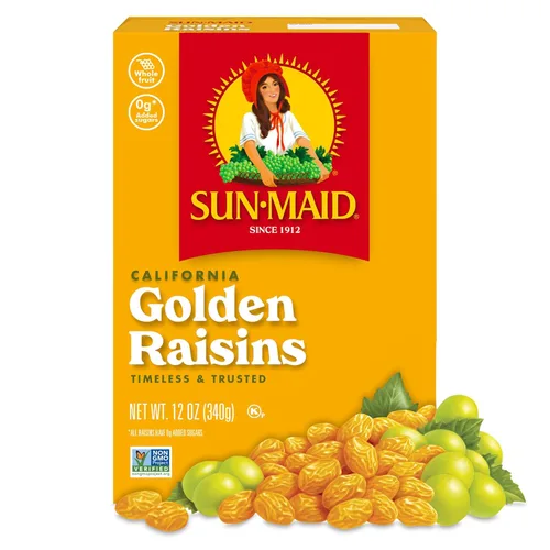 Sun-Maid California Golden Raisins - Caja de tamaño compartido de 12 onzas, aperitivos de frutas secas, almuerzos de regreso a clases y edulcorantes