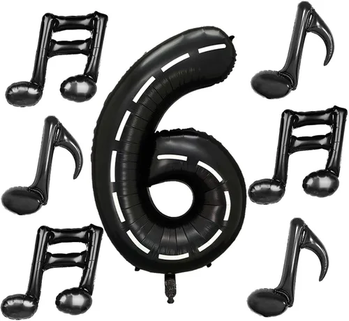 Miniatura 20 de 10 piezas de globos de nota musical negros de Mylar de 17 pulgadas, globos de feliz cumpleaños, globos de música para usar en cumpleaños, fiesta