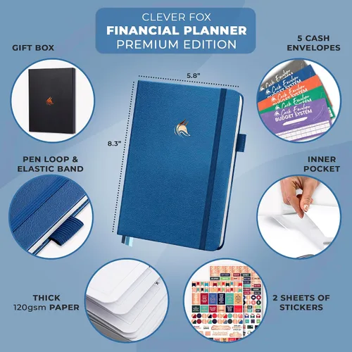 Miniatura 44 de Clever Fox Planificador de presupuesto edición premium, cuaderno de seguimiento de gastos + 5 sobres de efectivo, organizador de presupuesto; libro