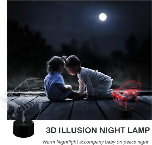 Miniatura 3 de Luz Nocturna de Ilusión 3D AZIMOM con Forma de Piano, 16 Colores Cambiantes, Control Inteligente Táctil, Control Remoto, Ilusión Óptica, Lámpara