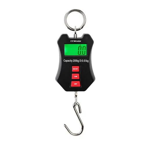 Miniatura 2 de 440 libras/200 kg Escala de grúa digital - Escala compacta LCD portátil para colgar para garaje, granja, caza, pesca y más (200 kg/Negro)