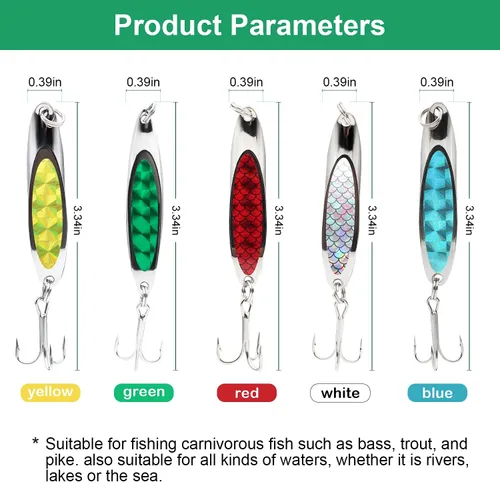Miniatura 7 de Señuelo de cucharas de pesca, señuelos de trucha, señuelos de lubina, señuelos giratorios, cucharas de pesca, señuelos de pesca duros, anzuelos