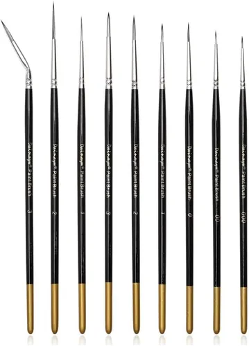 Miniatura 2 de Juego de pinceles de pintura para detalles finos, 9 pinceles en miniatura para acuarela, pintura acrílica, kits de aviones, cara, uñas, pintura