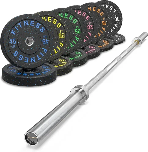 Miniatura 12 de HANDBODE Olympic High-Bounce Bumper Plates Bench Press Barbell Weights Set 2 - Inch, 10-55 lb Rubber Weight Sets for Home Gym, Strength Training