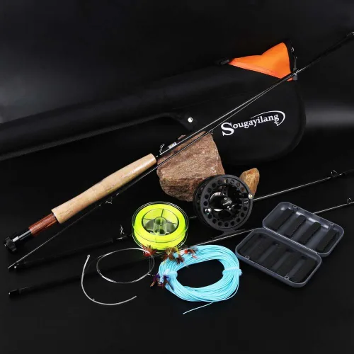 Miniatura 5 de Kit de caña y carrete Sougayilang para pesca con mosca en agua dulce y en agua salada