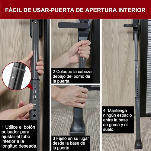 Miniatura 8 de AceMining Barra de seguridad para puerta mejorada y barra de patio deslizante, topes resistentes ajustables para el hogar, apartamento, viajes Gris