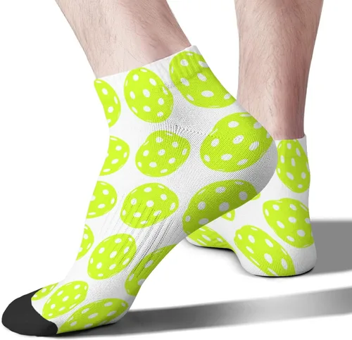 Miniatura 2 de devor Calcetines tobilleros de algodón para hombre, calcetines atléticos, lindos calcetines de pelleball, Blanco