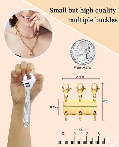Miniatura 3 de Kcctoo Cierre de capas para collar, separadores de joyas, oro y plata, cierre magnético de collar múltiple para mujer con aspecto en capas