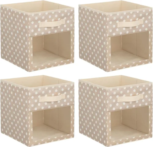 Miniatura 8 de mDesign Caja organizadora de tela para guardería/sala de juegos, organizador de armario, asa frontal/ventana para estanterías de muebles de cubo