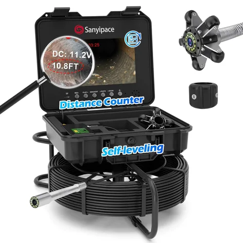 Miniatura 10 de Sanyipace Cámara de Alcantarillado con Localizador de Tuberías, Cable de 7mm/0.28pulgadas, 512Hz, Pantalla IPS de 10.1", Tarjeta de 32GB, Cámara