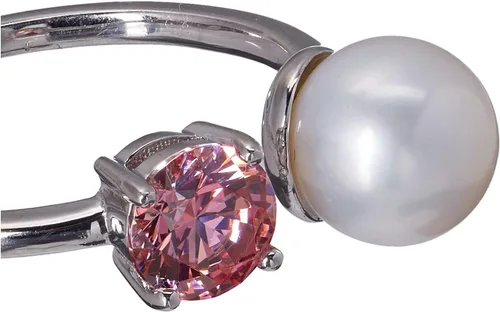 Miniatura 4 de Tienda Essentials Platinum Plated Sterling Silver Infinite Elements Cubic Zirconia Freshwater Pearl Ring (previously Tienda Collection)