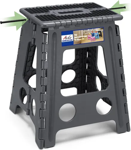 Miniatura 15 de ACKO Taburete plegable plegable de 16 pulgadas, 400 libras de capacidad, taburetes de plástico para adultos y niños, taburetes plegables para Blanco