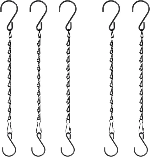 Miniatura 10 de Cadena de cesta colgante, cadenas negras de 3 puntos de 20 pulgadas con ganchos para cestas colgantes, macetas, perfectas para decoración de Negro-3