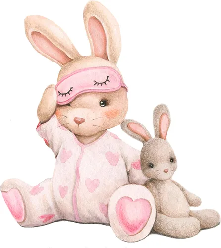 Miniatura 8 de Adhesivos de pared rosa con conejos para guardería - Decoración de pared de conejo para habitación de bebé niña, adhesivos de animales para sala
