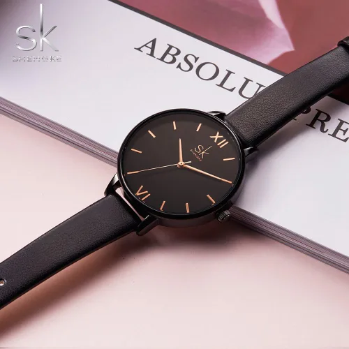 Miniatura 7 de SHENGKE - Reloj de pulsera para mujer con correa de piel, Decent, Casual, Geneva, a prueba de agua, para mujeres creativas