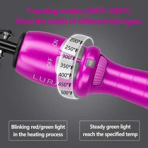 Miniatura 2 de Peine caliente rosa de 200-500 °F: peine caliente eléctrico para pelucas de encaje frontal, peines de presión eléctricos para cabello negro, peine