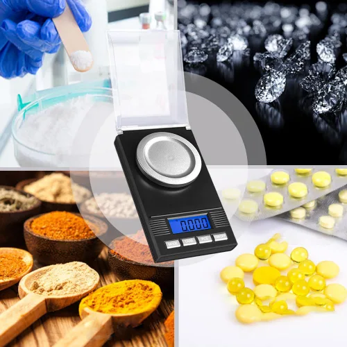 Miniatura 5 de Fuzion Balanza de miligramo 50g/0.001g, balanza portátil de joyería con precisión de 0.001 gramo, balanza de mg, balanza de polvo, balanza de Negro
