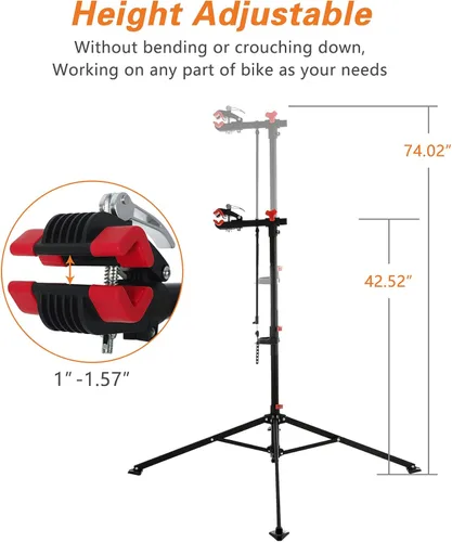 Miniatura 2 de UNISKY Soporte de reparación de bicicletas para mantenimiento Estante ajustable en altura con liberación rápida Soporte de trabajo de mantenimiento