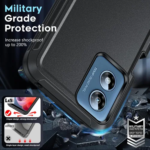 Miniatura 5 de LeYi Funda compatible con Moto G Play 4G 2024: 【No compatible con Play 5G 2024/G 5G 2024】 Funda de teléfono para Motorola G Play 4G 2024 con 2 Negro
