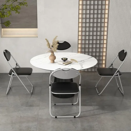 Miniatura 9 de S AFSTAR Juego de 2 sillas plegables, sillas plegables de metal con asas de transporte, asientos acolchados, almohadillas antideslizantes, sillas