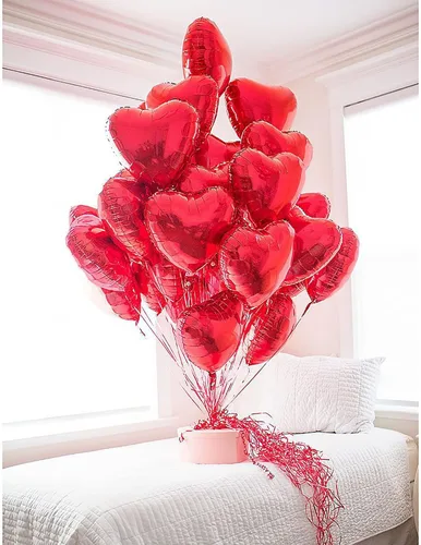 Miniatura 7 de 12 globos de aluminio con forma de corazón rojo, globos de 18 pulgadas, decoraciones de papel de aluminio adecuados para fiestas de cumpleaños