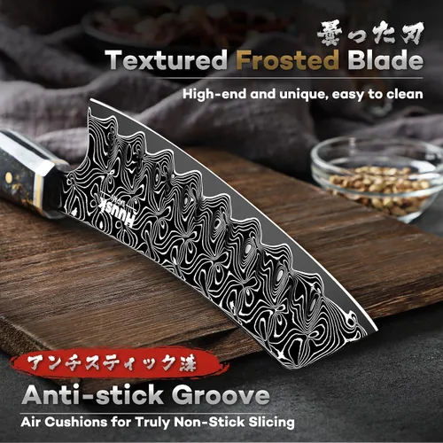 Miniatura 5 de Huusk Cuchillo de chef japonés de Damasco – Cuchillo de cocina ultra afilado Damasco VG-10, cuchillos Santoku profesionales con mango ergonómico