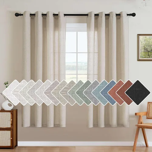 Miniatura 21 de H.VERSAILTEX Elegant - Cortinas texturizadas de lino natural mezclado con eficiencia energética, filtrado de luz, con ojales de níquel