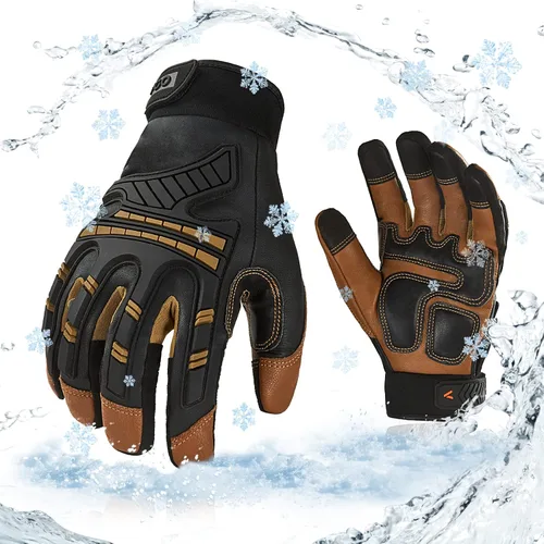 Vgo... -4 ℉ o superior Guantes mecánicos resistentes al agua para invierno de alta destreza, antivibración, antiabrasión, pantalla táctil (1 par,