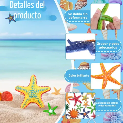 Miniatura 3 de YUJUN 16 juguetes grandes de piscina de buceo, playa colorida estrella de mar de verano natación bajo el agua, juguetes de piscina de goma suave