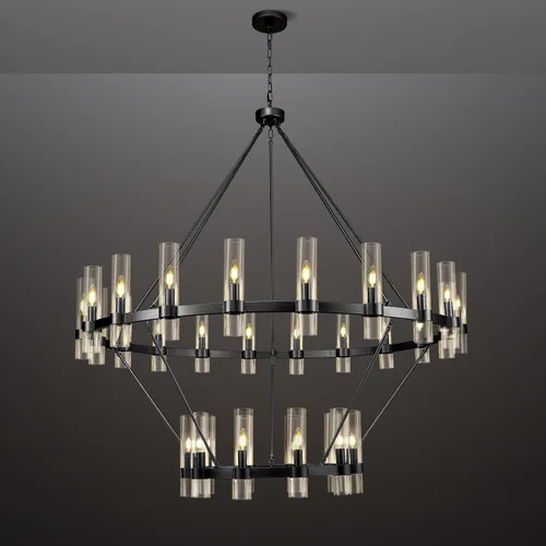 Miniatura 20 de Candelabro de 12 Luces de Latón Redondo 36" Candelabros de Rueda de Vagón de 91 cm para Fijo de Iluminación de Comedor Tubo de Vidrio Transparente