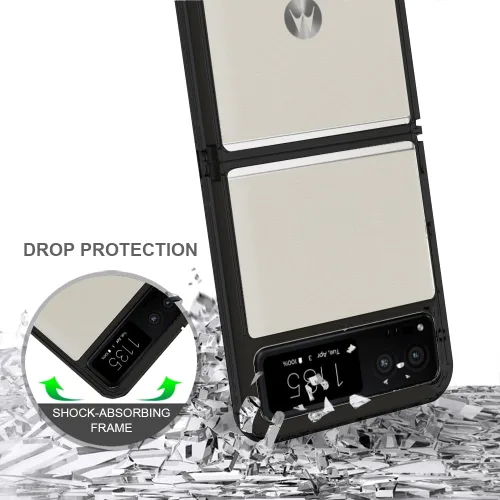 Miniatura 5 de Funda para Motorola Razr-2023: panel trasero transparente premium + cubierta de parachoques de TPU para Moto Razr 2023 (YKL negro)