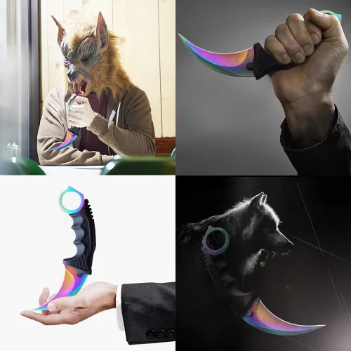 Miniatura 2 de TOPOINT Cuchillo Karambit, cuchillo de hoja fija de acero inoxidable con funda y cuchillo de cordón CS-GO para caza, campamento y supervivencia