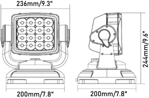 Miniatura 2 de Lightronic Foco LED para todo terreno, control remoto inalámbrico, 6000 K blanco frío de largo alcance para camiones y barcos, resistente a