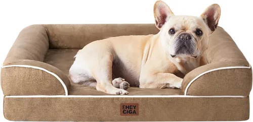 Miniatura 23 de EHEYCIGA - Cama ortopédica para perro grande, impermeable, de espuma viscoelástica y espuma tipo caja de huevos, bordes elevados, antideslizante