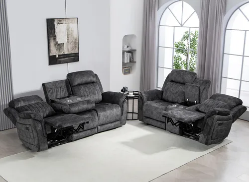 Miniatura 9 de Zero Gravity Power - Juego de sofá reclinable de 2 piezas con reposacabezas ajustable, sofá reclinable eléctrico y sofá biplaza con puntos de carga