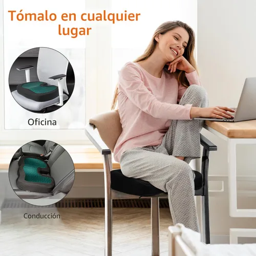 Miniatura 5 de Amazon Basics Cómodo cojín de asiento para sillas de oficina, espuma viscoelástica mejorada de gel, color negro