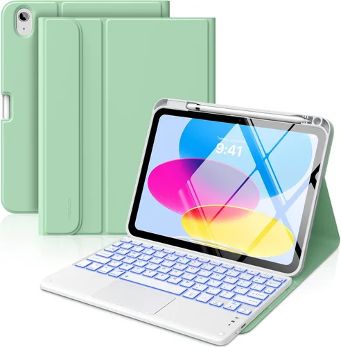 Miniatura 15 de MoKo Funda con teclado táctil para iPad (A16) 11ª generación de 11 pulgadas 2025, iPad de 10.9 pulgadas de 10.9 pulgadas, funda con soporte para azul