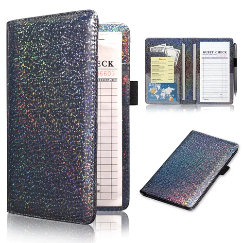 Miniatura 27 de ACdream - Libretas de servicio para camarera, libreta de anotación de comensales, lindo organizador de piel y cartera para dinero, para presentar AB
