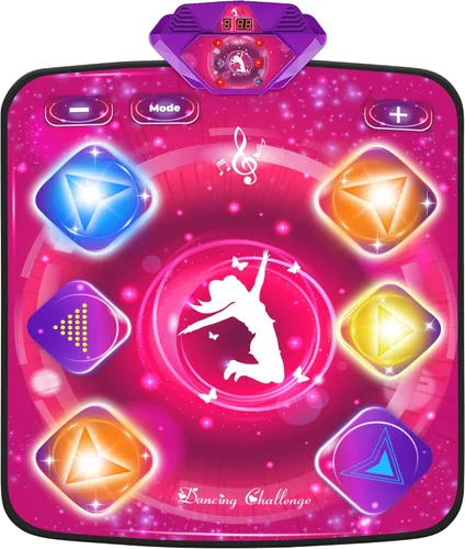 Miniatura 9 de Kusntin Tapete de baile, mezclador de ritmo, tapete de baile rosa con luces LED, volumen ajustable, música incorporada, 5 modos de juego, regalos