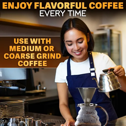 Miniatura 2 de Gotero para verter sobre café, cafetera de acero inoxidable de 3.18 x 4.48 pulgadas con mango de plástico grande, base ancha y segura y un cepillo