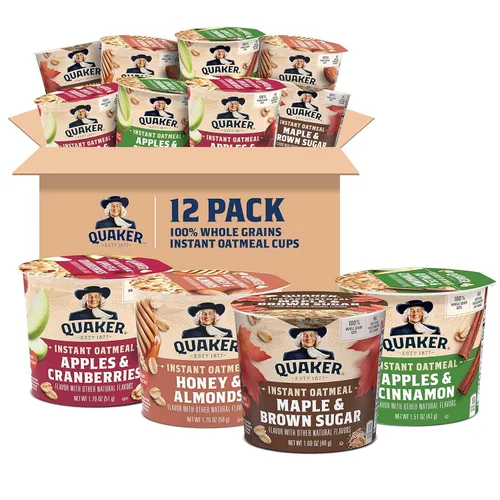 Miniatura 10 de Quaker Tazas de Avena Instantánea Express, 10g de Proteína, Paquete Variado de 2 Sabores, (Paquete de 12)
