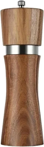 Miniatura 12 de Steel Ring Pepper Grinder,Manual Acacia Wood Mill,Multi Use Seasoning Bottle,Ceramic Core,BBQ Tool Shaker Sets (10in Set With Base)