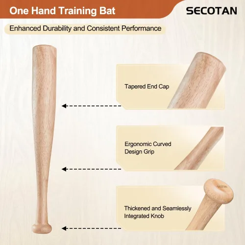 Miniatura 3 de Bate de entrenamiento de béisbol de madera, bate de madera duradero y resistente, ideal para la práctica de bateo de sóftbol, bate de diseño