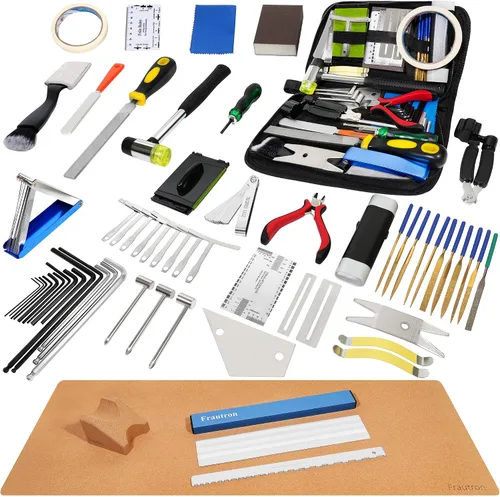 Kit de herramientas de mantenimiento de reparación de guitarra, kit completo de configuración de guitarra profesional, herramientas de reparación de