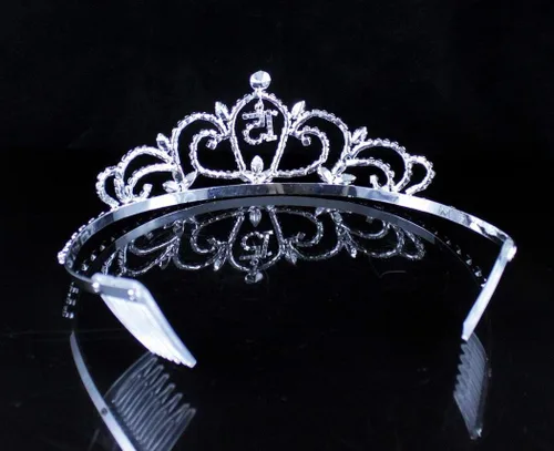 Miniatura 5 de Quinceanera Sweet 15 Fifteen Corona de cristal de diamantes de imitación austriacos blanco transparente con peines para el cabello, diadema diadema