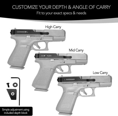 Miniatura 4 de ClipDraw - Clip de pistola para cinturón, discreto, delgado, oculto, fácil de montar, funda táctica hecha en EE.UU. para Glock, Ruger, Smith &
