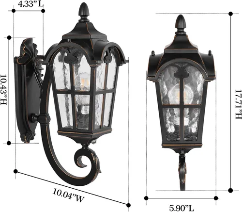 Miniatura 4 de Lámpara romana negra para exteriores, lámpara de pared de 17.7 pulgadas de alto del atardecer al amanecer, lámpara de pared impermeable para porche