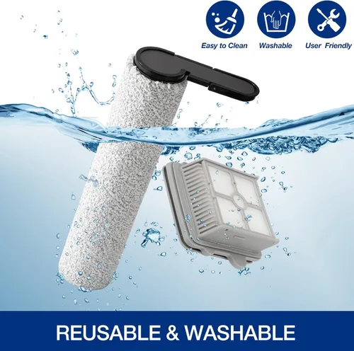 Miniatura 5 de Rodillos de cepillo F25 y filtro HEPA para aspiradora inalámbrica en seco y húmedo Roborock F25/F25 ACE/F25 ALT/F25 LT/F25 RT/F25 GT, 3 rodillos